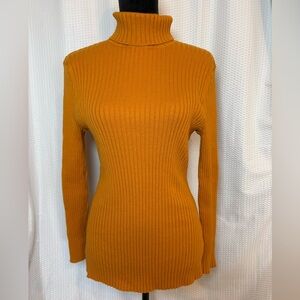 Jessica London 100% cotton orange asymmetrical ribbed turtle neck sweater tunic